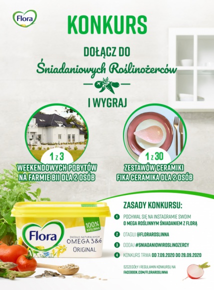 Konkurs! Dołącz do ?Śniadaniowych Roślinożerców? marki Flora Zdrowie, LIFESTYLE - Przyszłość jest roślinna, a nasze wybory mają znaczenie. Dlatego przygotowując codzienne śniadanie, sięgaj po roślinne produkty i weź udział w konkursie marki Flora - ?Śniadaniowi Roślinożercy?.