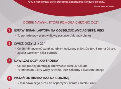 Huawei i Polskie Towarzystwo Optometrii i Optyki w kampanii ?Włącz ochronę oczu?